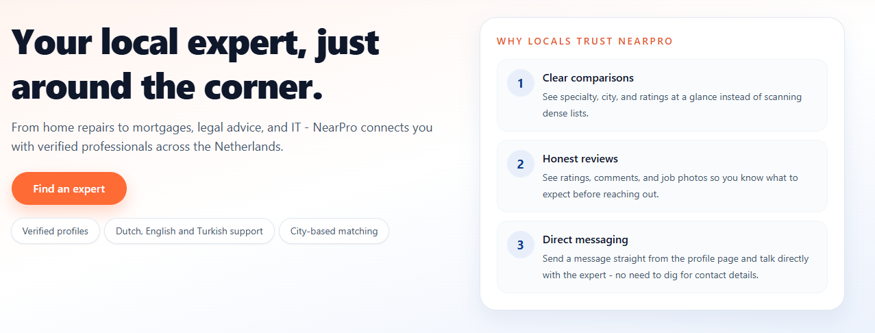 NearPro NL — Verified Local Experts Platform - foto 2